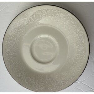 Noritake Affection Tea Cup Saucer Vintage Ivory‎ Floral Silver Trim 7192